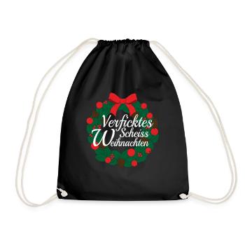 Verficktes Scheiß Weihnachten - Weihnachtsmuffel - Turnbeutel - Schwarz - Vorne