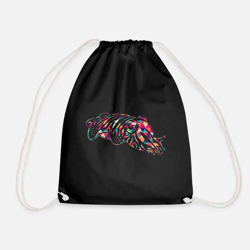 Geometric Cuttlefish Colorful - Drawstring Bag - black