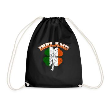 Ireland Irish flag shamrock - Drawstring Bag - black - Front