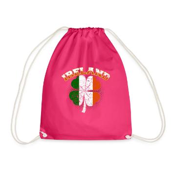 Irland Irische Flagge Kleeblatt - Turnbeutel - Fuchsia - Vorne