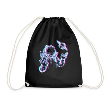 Glitch astronaut in space - Drawstring Bag - black - Front