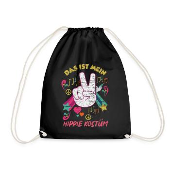 Hippie Kostüm Peace Musik Geschenk - Turnbeutel - Schwarz - Vorne
