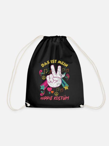 Hippie Kostüm Peace Musik Geschenk - Turnbeutel - Schwarz