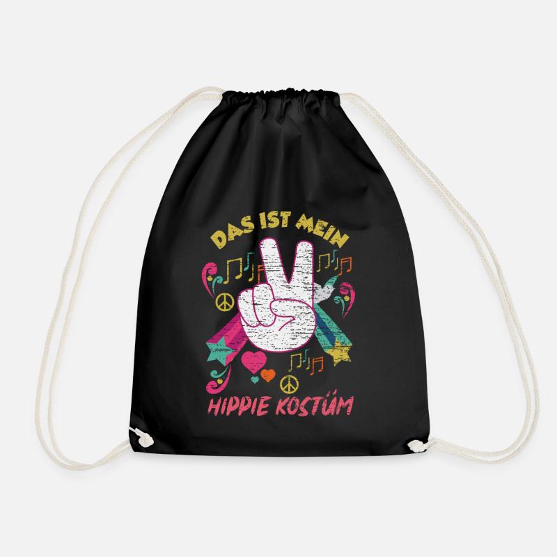 Hippie Kostüm Peace Musik Geschenk - Turnbeutel - Schwarz