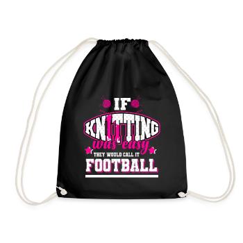 Knitting - If it were easy, it would be soccer - Drawstring Bag - black - Front