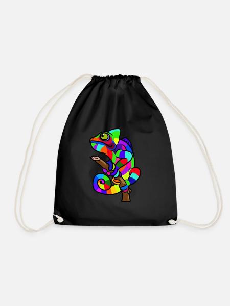 Gecko reptile chameleon - Drawstring Bag - black