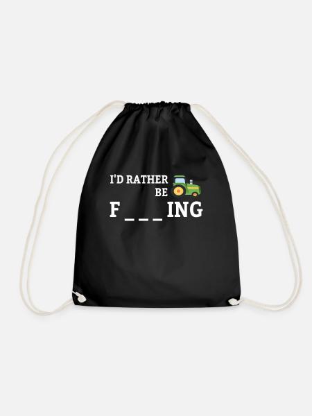 Farm farming tractor funny gift - Drawstring Bag - black