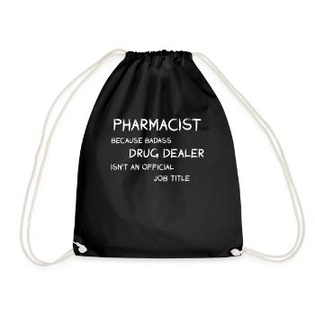 Pharmacy medicine pharmacist humor gift job - Drawstring Bag - black - Front