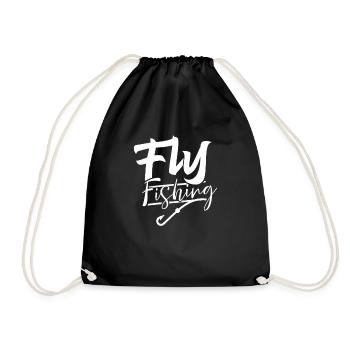 Fliegenfischer Fliegenfischen Angler Angeln Fliege - Turnbeutel - Schwarz - Vorne