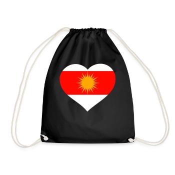 Ezidxan Herz auf der Brust Ezidi Flagge Yezidi - Turnbeutel - Schwarz - Vorne