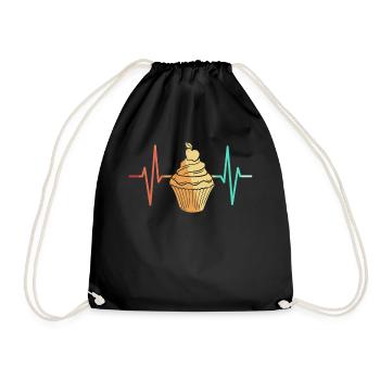 Cupcake Muffin gâteau gâteau pouls ECG - Sac de sport léger - noir - Devant