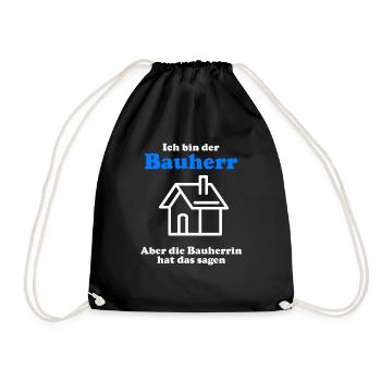 Men's builder Gift idea for house construction Topping-out ceremony - Drawstring Bag - black - Front