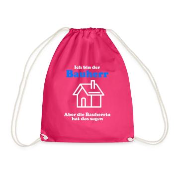 Men's builder Gift idea for house construction Topping-out ceremony - Drawstring Bag - fuchsia - Front