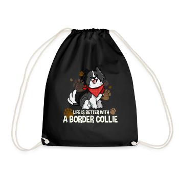 Border Collie Drôle de cadeau chien - Sac de sport léger - noir - Devant