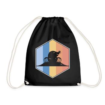 Mole retro and vintage hexagon - Drawstring Bag - black - Front