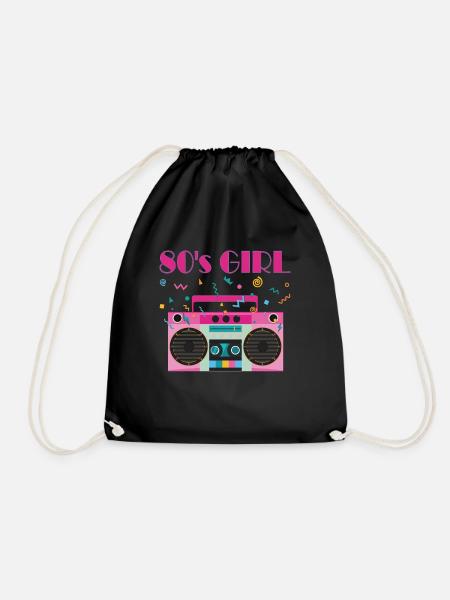 80s Girl 80er Jahre Outfit Party 80's Kostüm - Turnbeutel - Schwarz