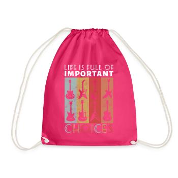Guitar - Life is full of important decisions - Drawstring Bag - fuchsia - Front
