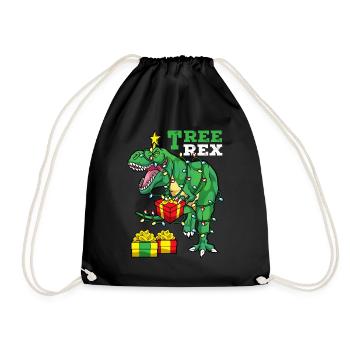 Christmas T-Rex - Drawstring Bag - black - Front