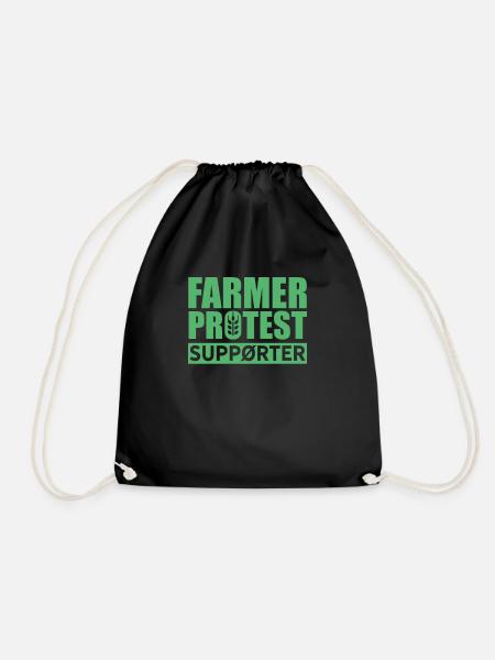 Farmer protest - Drawstring Bag - black