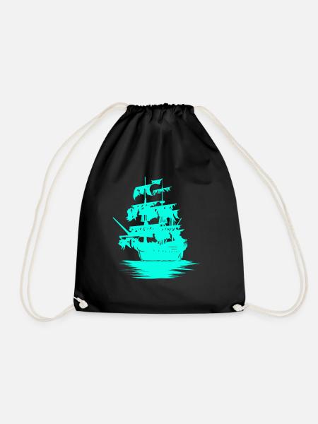 Segelschiff Schiff Seefahrt Fantasy Maritim Jolle - Turnbeutel - Schwarz