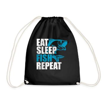 Eat sleep fish repetition - Drawstring Bag - black - Front