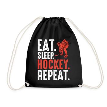 EAT SLEEP HOCKEY REPEAT - Turnbeutel - Schwarz - Vorne