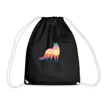 Fuchs Silhouette mit Natur Landschaft Kunst - Turnbeutel - Schwarz - Vorne