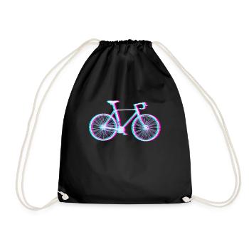 Neon Fahrrad Glitch Radfahrer - Turnbeutel - Schwarz - Vorne