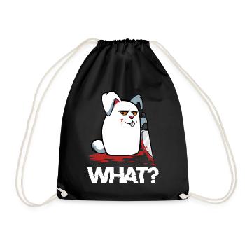 What? Bloody Rabbit with Knife - Drawstring Bag - black - Front