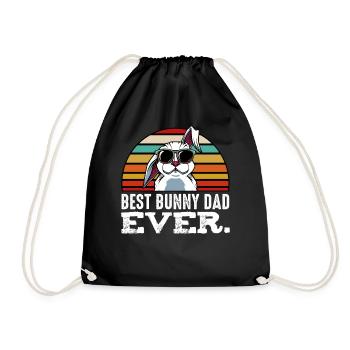 Best Bunny Dad Ever Retro - Turnbeutel - Schwarz - Vorne