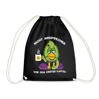 Langschläfer Morgenmuffel Faulenzer Kaffee - Turnbeutel - Schwarz - Vorne