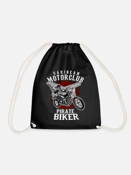 Pirat Biker Motorclub Motorrad Chopper - Turnbeutel - Schwarz