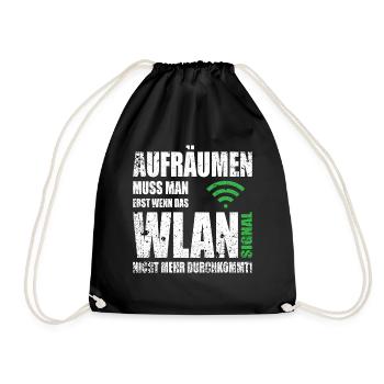 Computerfreak WLAN Spruch - Turnbeutel - Schwarz - Vorne