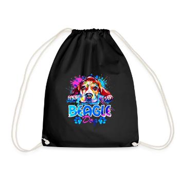 Beagle-Hund bunt - Turnbeutel - Schwarz - Vorne