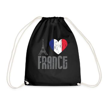 I love France I love France Paris Eiffeltum - Drawstring Bag - black - Front