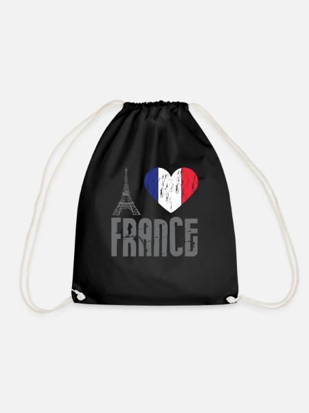 I love France I love France Paris Eiffeltum - Drawstring Bag - black