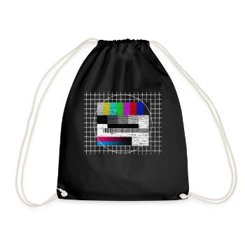 Testbild Oldschool 70er Fernsehen 80er Retro Motto - Turnbeutel - Schwarz - Vorne