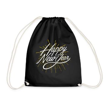 Geschenk für Silvester Party, Guten Rutsch - Turnbeutel - Schwarz - Vorne