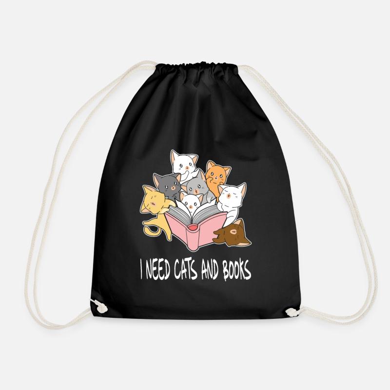 Katze Buch Lesen Leseratte Haustier Mieze Geschenk - Turnbeutel - Schwarz
