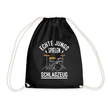 Schlagzeug Schlagzeuger - Turnbeutel - Schwarz - Vorne
