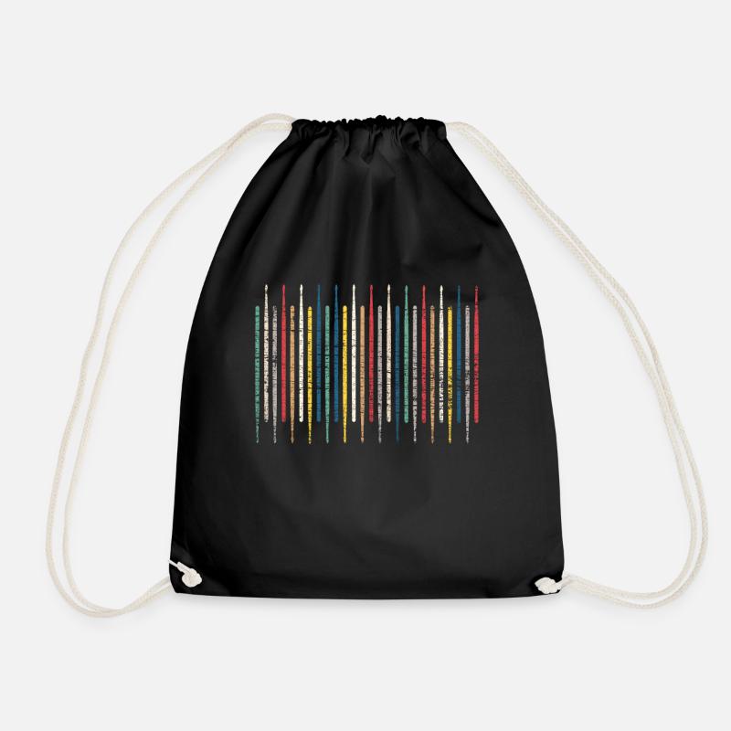 Retro drums - Drawstring Bag - black