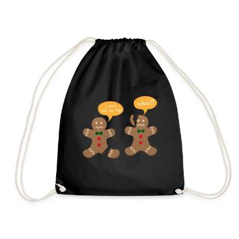 Gingerbread Christmas - Lustige Lebkuchen Design - Turnbeutel - Schwarz - Vorne
