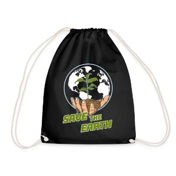 Save The Earth World Climate Protection Earth Day - Drawstring Bag - black - Front