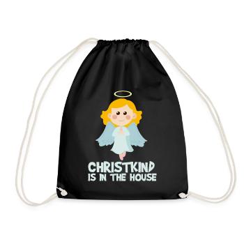 Christ Child is in the House - Angel Christmas - Drawstring Bag - black - Front