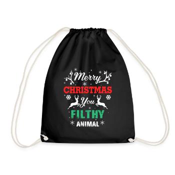 Funny Alone At Home Movies Merry Christmas - Drawstring Bag - black - Front