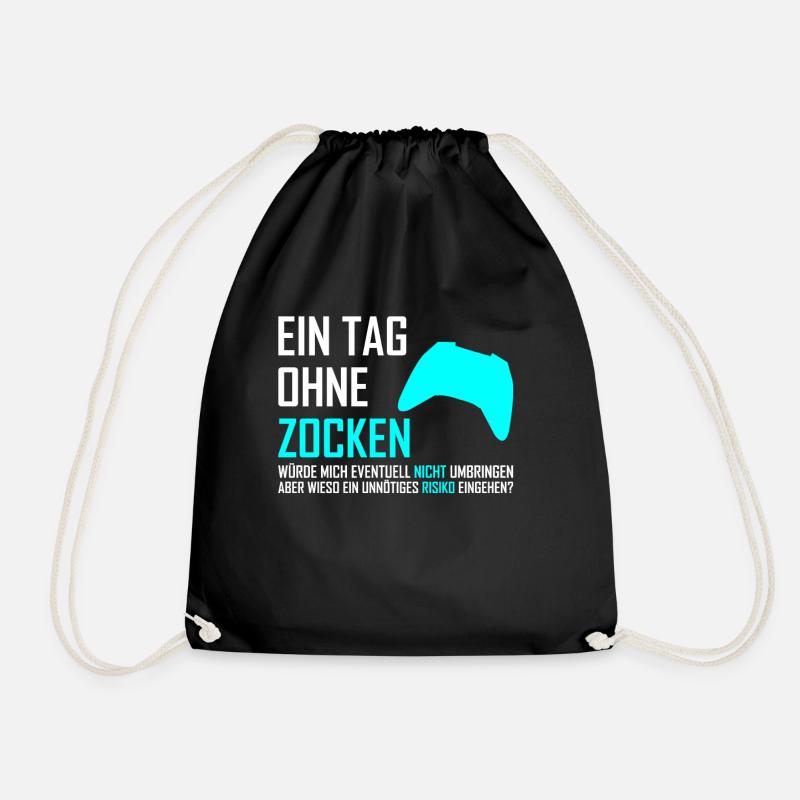 Zocken Gaming Spruch - Turnbeutel - Schwarz