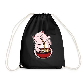 Cat ramen kawaii - Drawstring Bag - black - Front