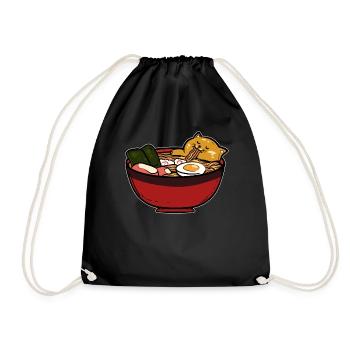 Cat ramen kawaii - Drawstring Bag - black - Front