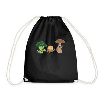 Brocoli Noyer Champignon Végétalien Végétarien Végétalien - Sac de sport léger - noir - Devant