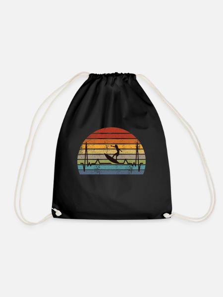 Surfen Surfing Retro - Turnbeutel - Schwarz